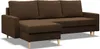 A brown sectional sofa with a chaise lounge is shown from a slightly elevated side angle against a white background. Produktbild-Vorschau