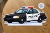 Modellauto-Regal für 100 Autos 1:64 – Wandregal & Setzkasten für Spielzeugautos, Polizei-Motiv, Birken-Sperrholz – seitliche Ansicht der Verarbeitung Produktbild-Vorschau