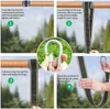 Collage of four images showing how to attach a swing strap to a tree branch or post. Produktbild-Vorschau