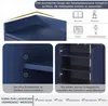 Collage of product images and feature callouts for a blue sideboard. Náhled obrázku produktu