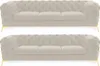Chesterfield Sofa Samt Couch Polster Sitz 3+3 Sitz Garnitur Produktbild-Vorschau 3