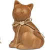 Dekofigur Katze HOLZOPTIK sitzend H. 15cm braun Steingut Produktbild-Vorschau 1