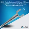 A metal fence post holder is shown against a blue and white background, with text and a logo. Anteprima dell’immagine prodotto
