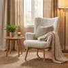 Poltrona moderne de style bergère en tissu bouclé blanc Voir les images du produit 2