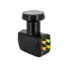 A black satellite dish LNB with colored RCA connectors. Produktbild-Vorschau
