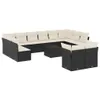 vidaXL 13-tlg. Garten-Sofagarnitur mit Kissen Schwarz Poly Produktbild-Vorschau 1