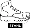 A black and white line drawing of a work boot with a text label. Produktbild-Vorschau