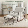 Fauteuil à bascule avec repose-pieds, accoudoirs, bois, Voir les images du produit 3