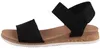 Auf dem Bild ist eine schwarze Sandale zu sehen die von der Seite betrachtet wird. Die Riemen sind in einem modernen Design angeordnet und bieten eine komfortable Passform. Podgląd zdjęcia produktu