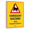 Vorsicht Katzen! Aluverbund Schild I 30 x 40 cm I Achtung Produktbild-Vorschau 1