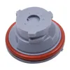A close-up studio shot of a gray plastic automotive component with a red rubber seal. Produktbild-Vorschau