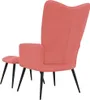 A pink armchair and ottoman set on a white background. Voir les images du produit