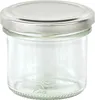A clear glass jar with a silver lid, isolated on a white background. Náhled obrázku produktu
