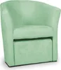 A mint green armchair with an ottoman, shown from a front-diagonal angle against a white background. Produktbild-Vorschau
