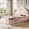 Lit enfant 90x200 cm, revêtement en velours rose, lit Voir les images du produit 2