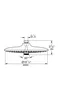 Technical drawing of a shower head with dimensions and angles indicated. Produktbild-Vorschau
