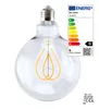 A clear glass LED light bulb with an energy efficiency label. Produktbild-Vorschau