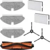 A collection of robot vacuum cleaner accessories, including mop pads, filters, side brushes, and a main brush roll, arranged on a white background. Anteprima dell’immagine prodotto