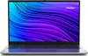 A laptop is shown from the front, open, with its screen displaying a colorful abstract wallpaper. Produktbild-Vorschau
