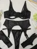 Erotische  Dessous Set – Schwarzes Straps-Set mit BH, Produktbild-Vorschau 6