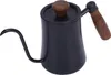 A black gooseneck kettle with a wooden lid and handle, shown against a white background. Podgląd zdjęcia produktu