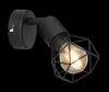 A black industrial-style wall lamp with a geometric cage around the bulb, shown against a black background. Náhľad obrázku produktu