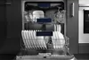 An open dishwasher filled with clean dishes. Produktbild-Vorschau