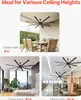 Collage showing a ceiling fan installed in different settings with different down rod lengths. Anteprima dell’immagine prodotto