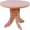 A light brown wooden round dining table with a pedestal base. Produktbild-Vorschau