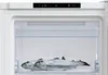 Inside view of a white refrigerator freezer compartment with two whole fish in a clear drawer. Produktbild-Vorschau