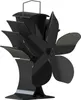 A black stove fan with multiple blades, designed to sit on top of a wood-burning stove. Produktbild-Vorschau