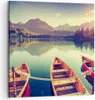 Bild auf Leinwand - Leinwandbild - Berge See Boot - 60x60cm Produktbild-Vorschau 1