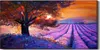 Wandbild Leinwand Bilder Wanduhr 60x30 Gemälde Wiese Blumen Produktbild-Vorschau 1
