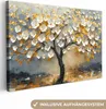 MuchoWow® - Leinwandbilder - Baum - Blumen - Gold - Beige, Produktbild-Vorschau 1