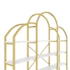 A close-up view of a white and gold metal shelf unit with an arched top. Produktbild-Vorschau