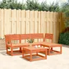 Design 4-tlg. Garten-Lounge-Set Wachsbraun Massivholz Produktbild-Vorschau 1