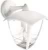 A white outdoor wall light fixture with a clear glass shade. Anteprima dell’immagine prodotto