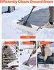 Collage of images showing a snow shovel being used in different scenarios: a driveway, stairs, and a deck. Podgląd zdjęcia produktu