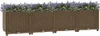 A row of four brown woven planters filled with purple and yellow flowers against a white background. Náhled obrázku produktu