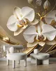 Vlies fototapete Goldene Orchideenblume 3D 150x105 cm Feeby Produktbild-Vorschau 2