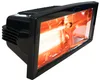 A black infrared heater with a glowing orange heating element, shown from a three-quarter angle against a white background. Produktbild-Vorschau