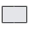 A white projection screen with a black border and grommets for hanging. Produktbild-Vorschau