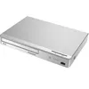 A silver Panasonic Blu-ray player is shown from a diagonal angle against a white background. Produktbild-Vorschau