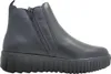 A black leather ankle boot with a platform sole and a zipper on the side, shown from the side against a white background. Voir les images du produit