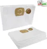A stack of white vacuum cleaner bags and one bag shown individually, with a logo in the top right corner. Produktbild-Vorschau