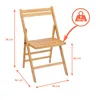 A bamboo folding chair with dimensions and weight limit indicated. Produktbild-Vorschau