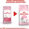Two bags of Royal Canin Kitten food are shown side-by-side, with a red play button icon in between, suggesting a comparison or a video presentation. Náhled obrázku produktu