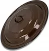 A brown oval pot lid with a handle is shown from a slightly elevated angle against a white background. Produktbild-Vorschau