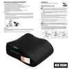 An image showing a black booster seat with accompanying instruction manuals and diagrams. Produktbild-Vorschau