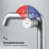 A close-up of a modern faucet with a diagram indicating hot and cold water flow. Podgląd zdjęcia produktu
